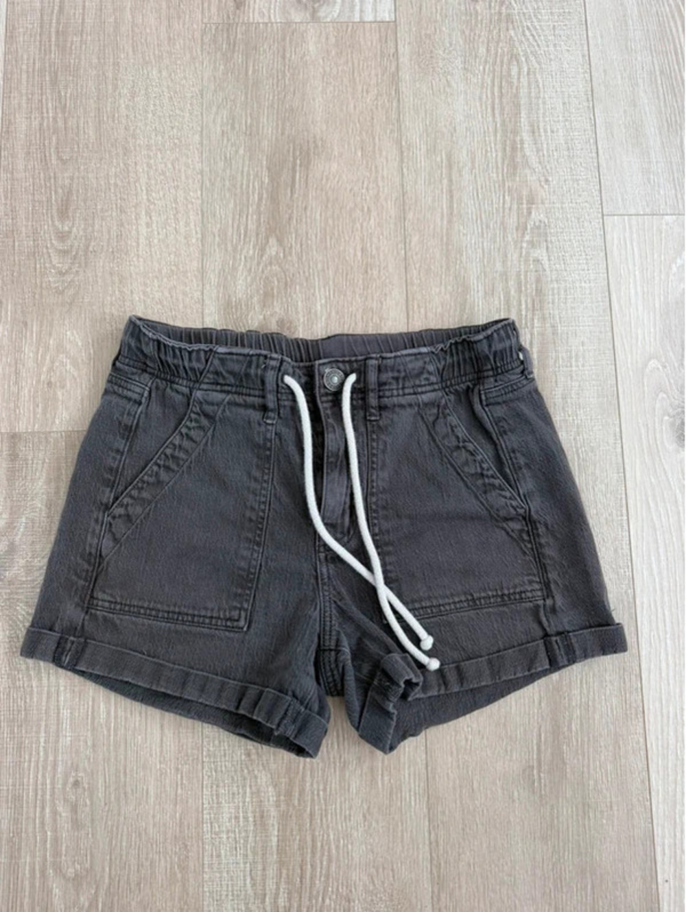 American Eagle Outfitters Charcoal Drawstring Jean Shorts
